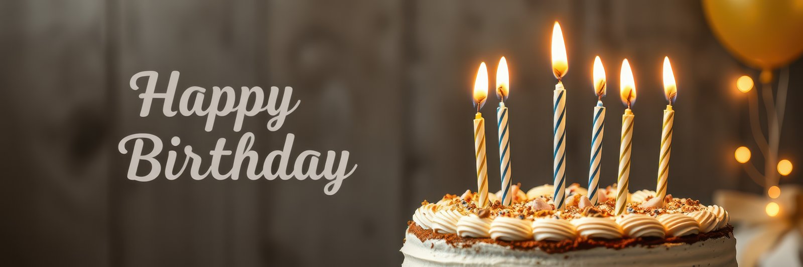 Celebration of a birthday with a beautifully decorated cake and lit candles in a festive atmosphere